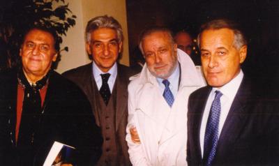 Da sx Renzo Arbore, Enzo D'Elia, Luciano De Crescenzo e Antonio Baldassarre